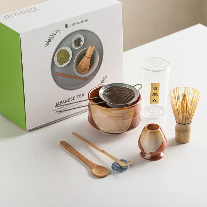 Traditional Japanese Matcha Tea Set Ceramic Bowl