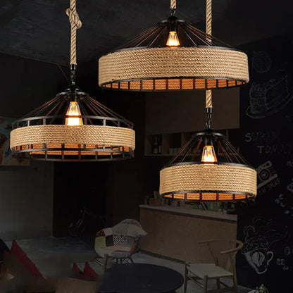 Rustic Hemp Pendant Light Fixture