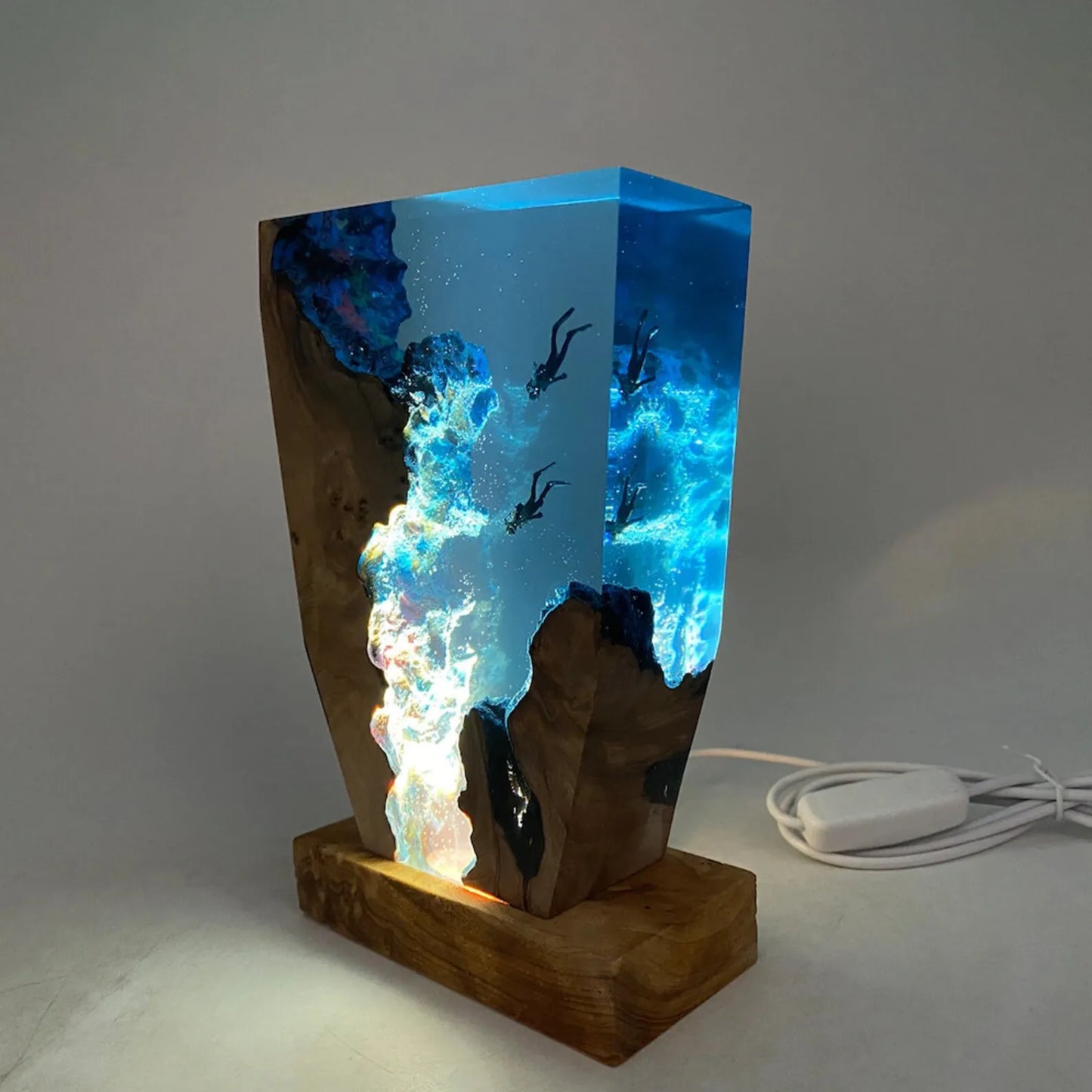 Calming Glass Table Lamp with USB Charging Port