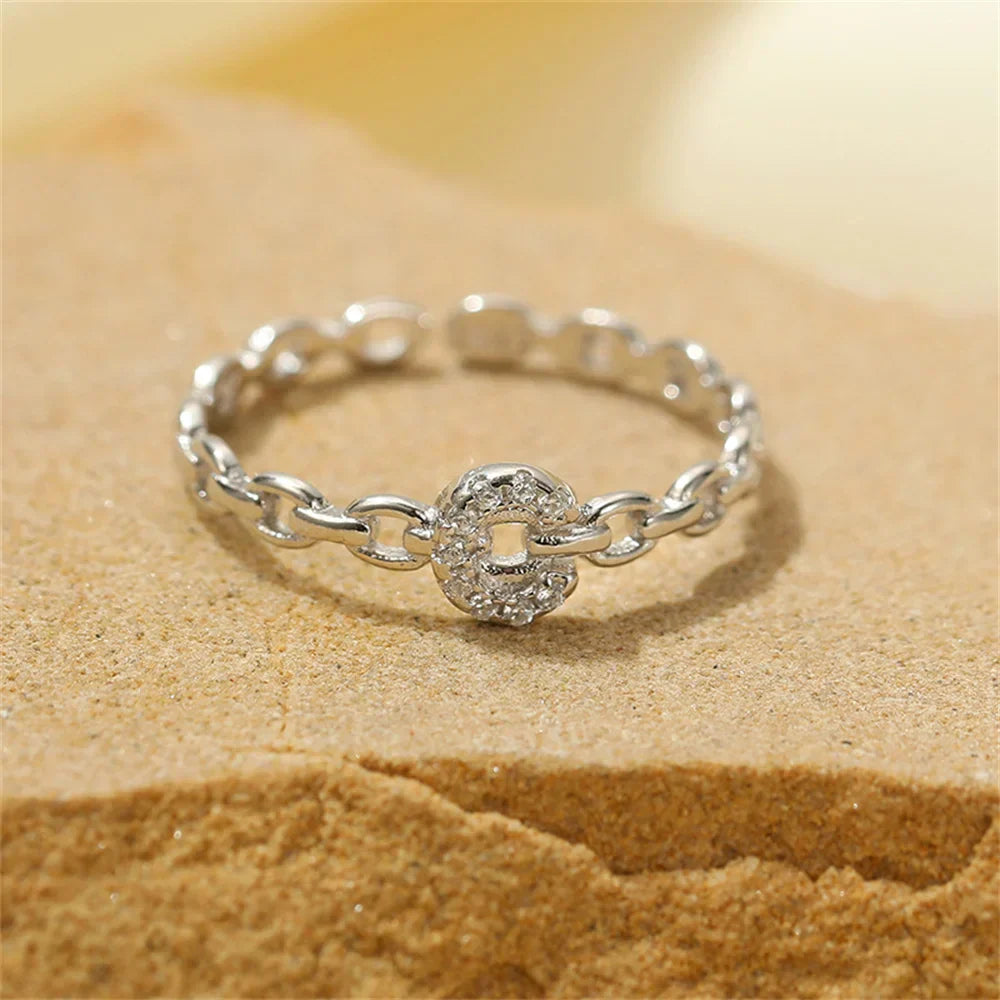 Delicate Initial Diamond Letter Ring