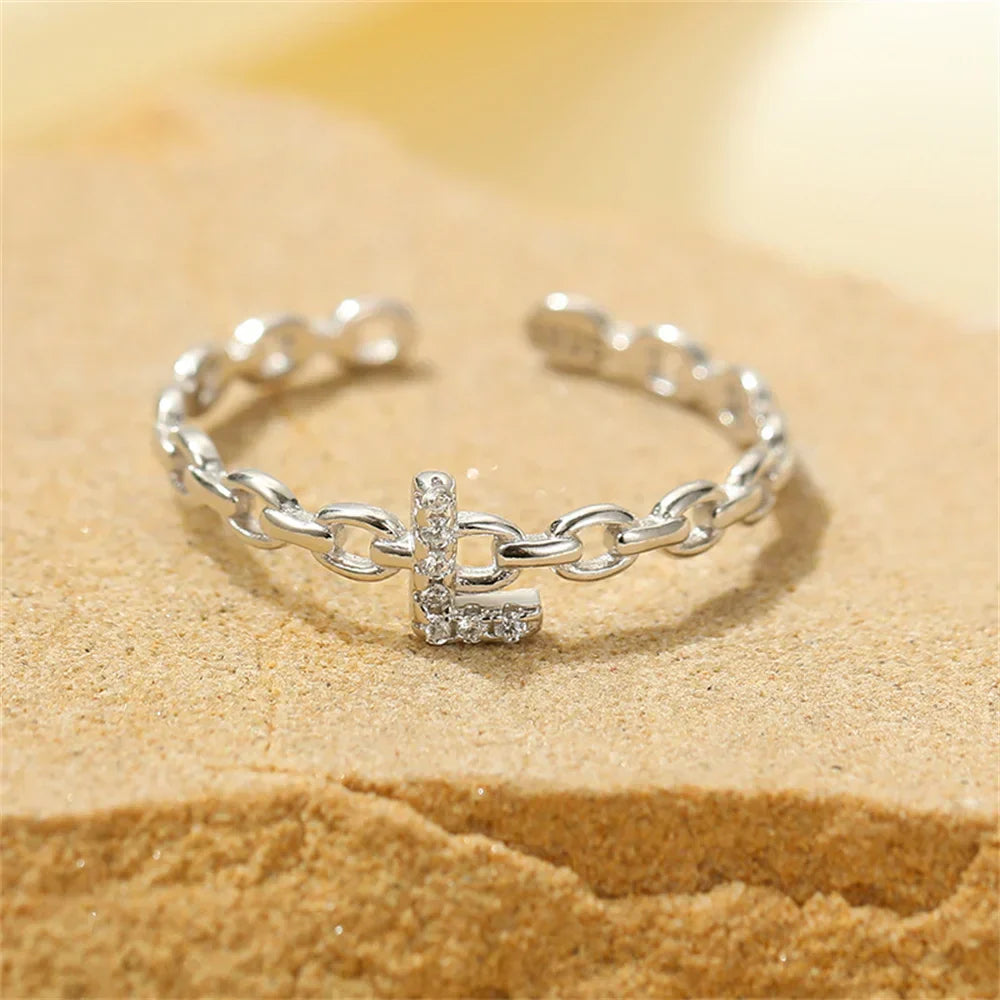 Delicate Initial Diamond Letter Ring