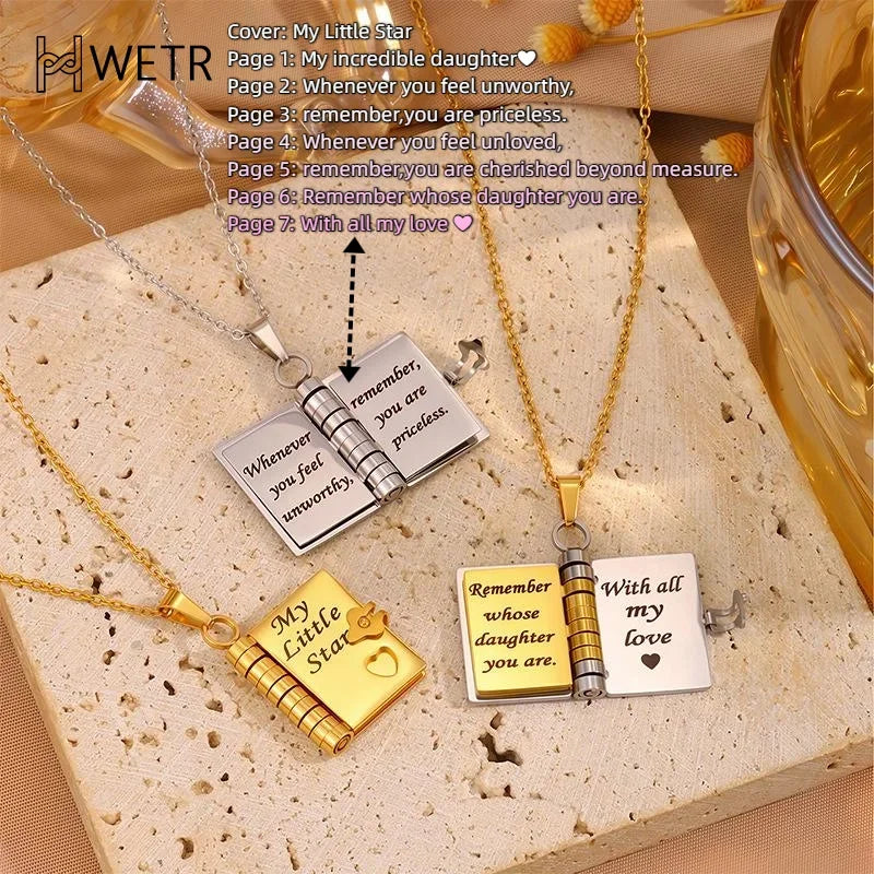Sentimental Photo Pendant Necklace with Heartfelt Message