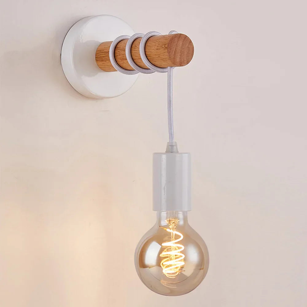 Simple Rustic Wooden LED Wall Lamp
