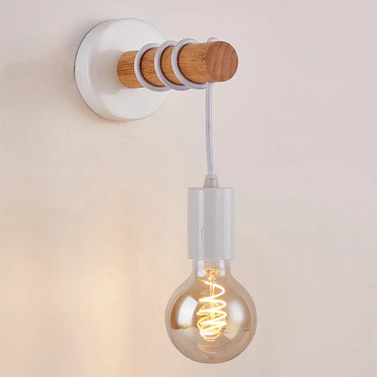 Simple Rustic Wooden LED Wall Lamp