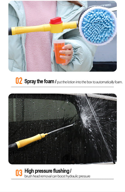 Turbo Car Wash Brush with Soap Dispenser & Long Handle