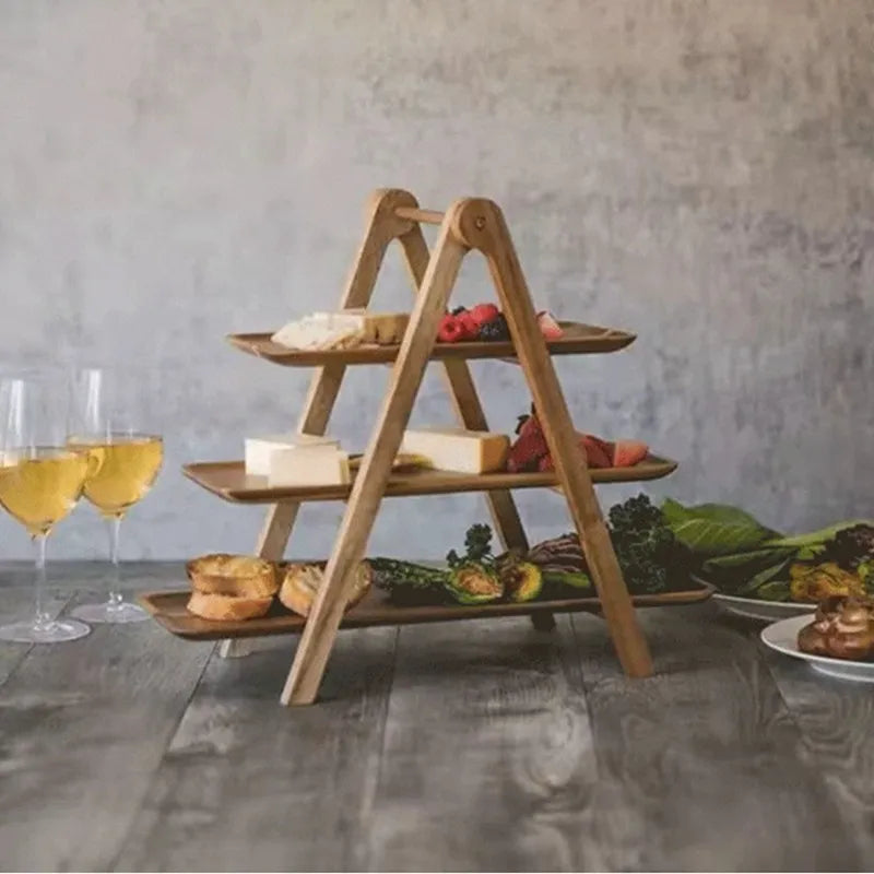 Rustic 3-Tier Wood Cake Display