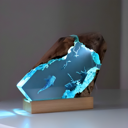 Dark Blue Glass Table Night Lamp