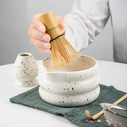 Natural Bamboo Matcha Tea Set 7 Piece Ceramic