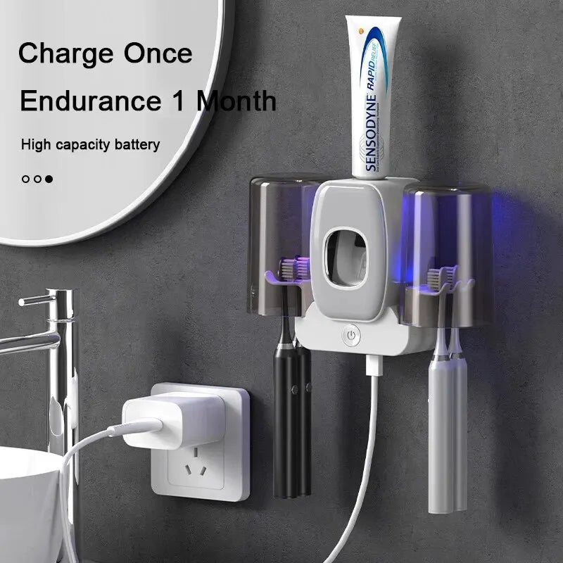 UV Sanitizing Toothbrush Holder with Auto Dispenser