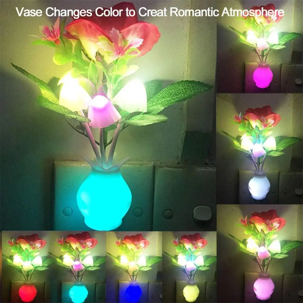 Compact Floral Automatic Night Table Lamp