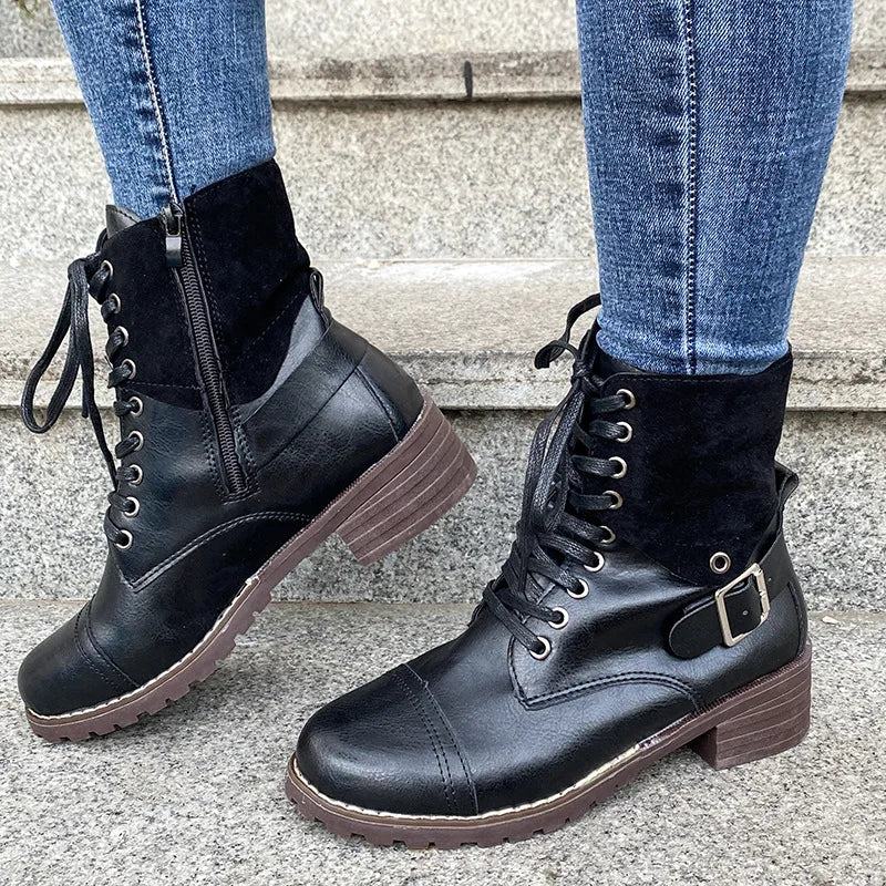 Retro Chic Low Heel Ankle Boots