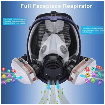Protec | Full Face Respirator Mask with Fog-Free Lens and Air Filters