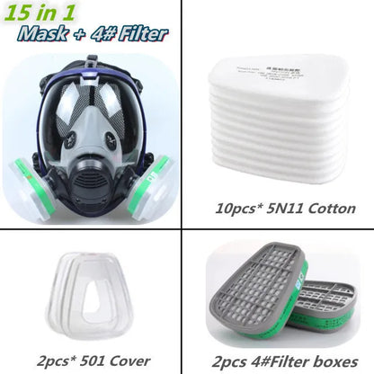 Protec | Full Face Respirator Mask with Fog-Free Lens and Air Filters