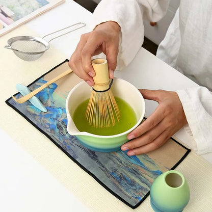 Premium Green Tea Starter Kit Bamboo Ceramic Set