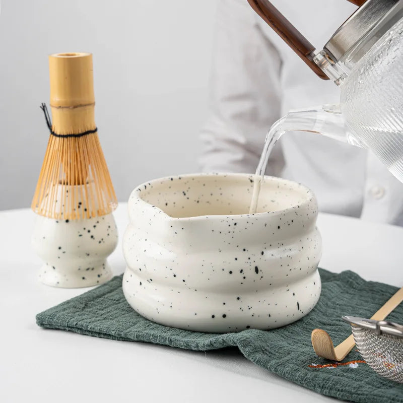 Natural Bamboo Matcha Tea Set 7 Piece Ceramic