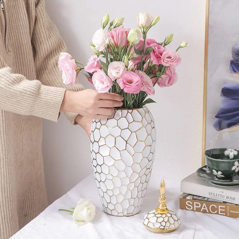 Luxury Gold Accented Ceramic Vase