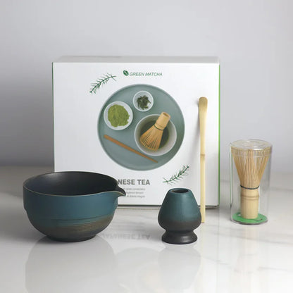 Ceramic Matcha Tea Set with Whisk and Spoon