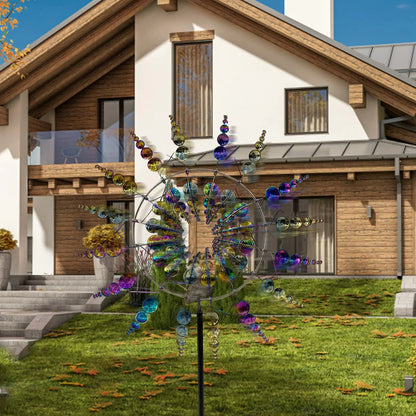 Solar Powered Metal Wind Spinner Garden Decor