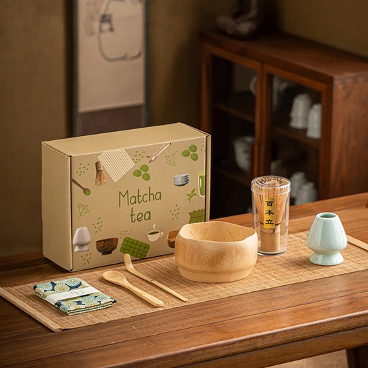 Green Tea 7-Piece Bamboo Ceramic Matcha Gift Set - Cofik