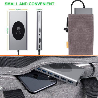 Compact USB-C Charging Station with 15in1 Hub