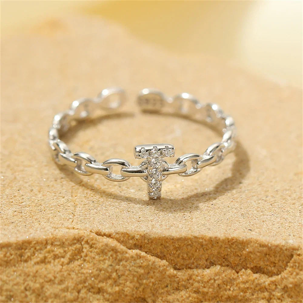 Delicate Initial Diamond Letter Ring
