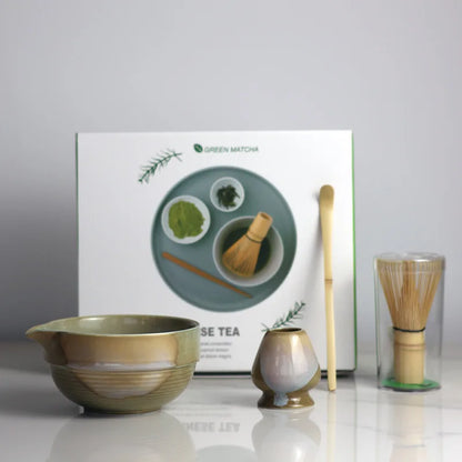 Traditional Green Tea Set Ceramic Bamboo Style