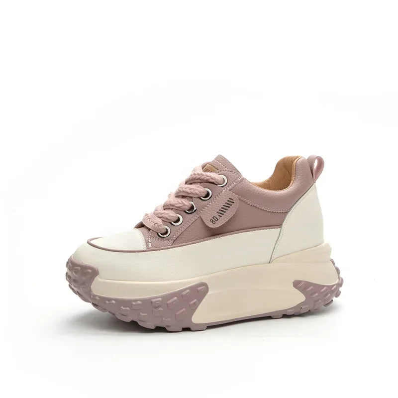 Low Heel Leather Platform Sneakers