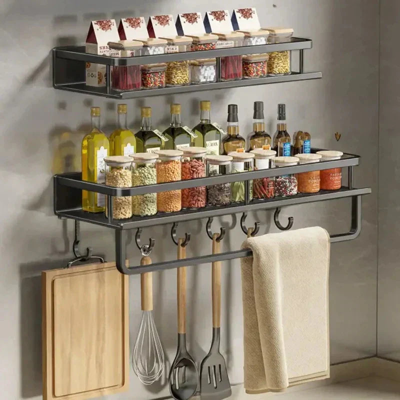 Dark Wood Kitchen Storage Shelf