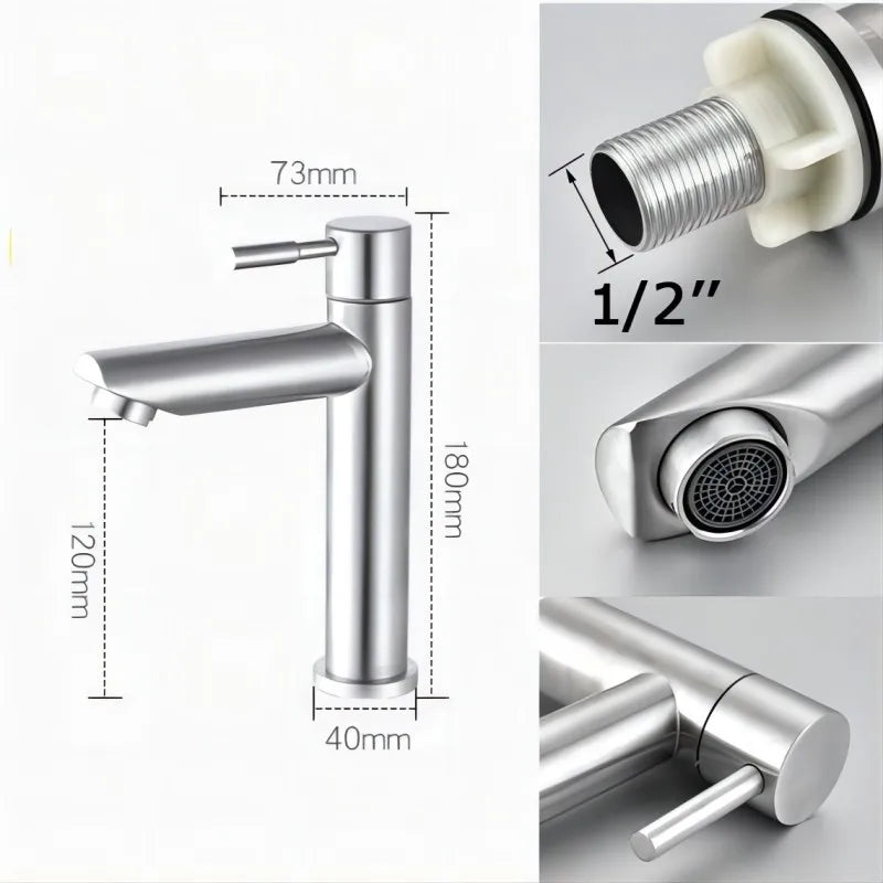 Premium Brushed Stainless Steel Bathroom Faucet