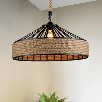 Rustic Hemp Pendant Light Fixture