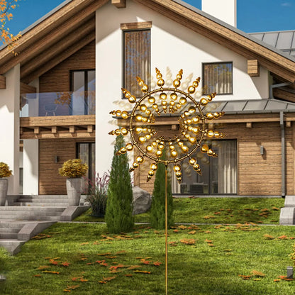 Solar Powered Metal Wind Spinner Garden Decor