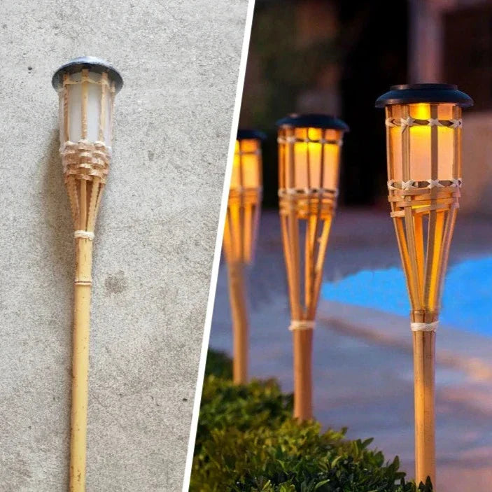 Outdoor Solar Powered Flame Lights Set
