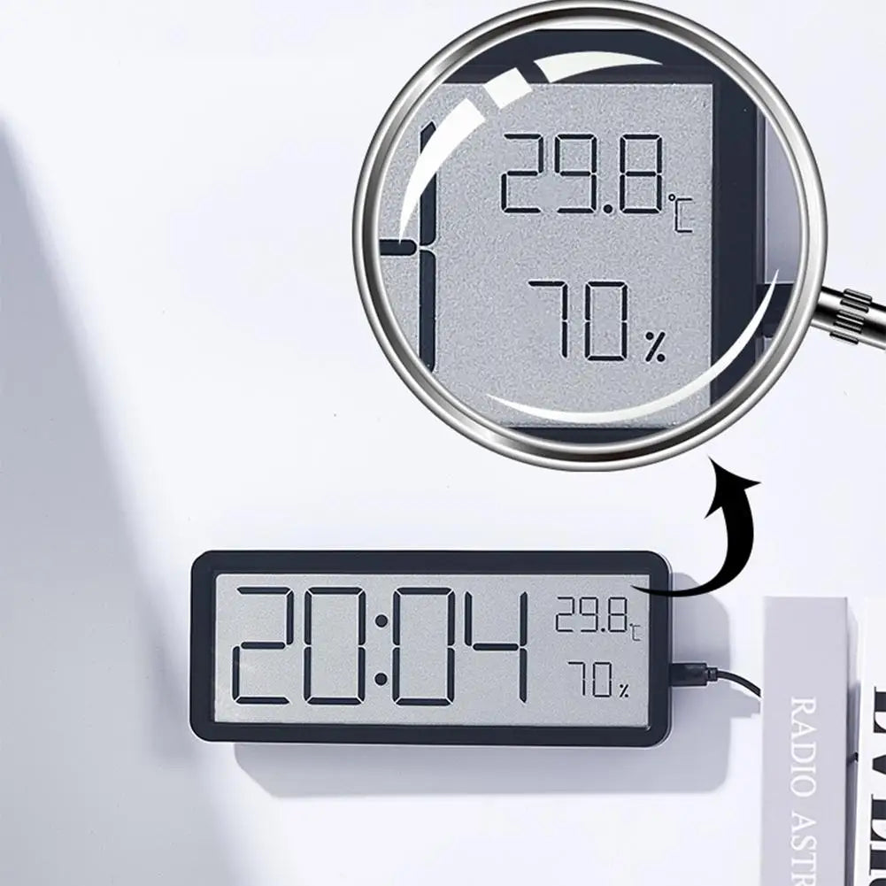 Big LED Wall Clock with Temp and Humidity Display