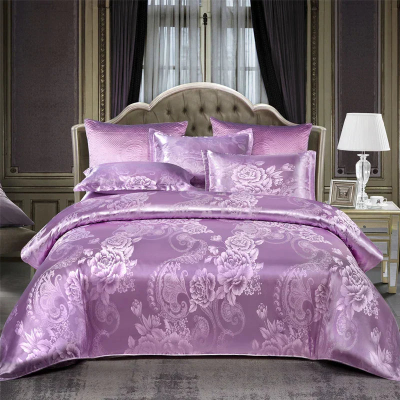 Elegant Soft Gold Blue Patterned Duvet Cover