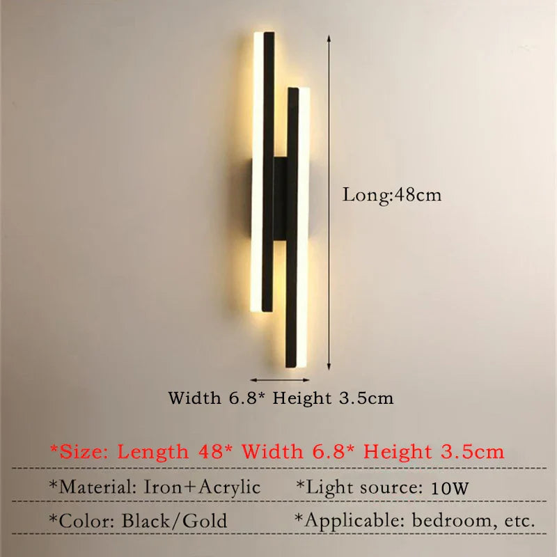 Stylish Black Gold LED Wall Light - Cofik