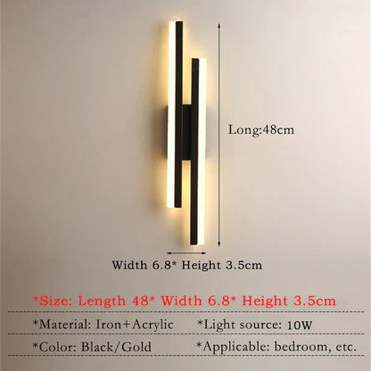 Stylish Black Gold LED Wall Light - Cofik