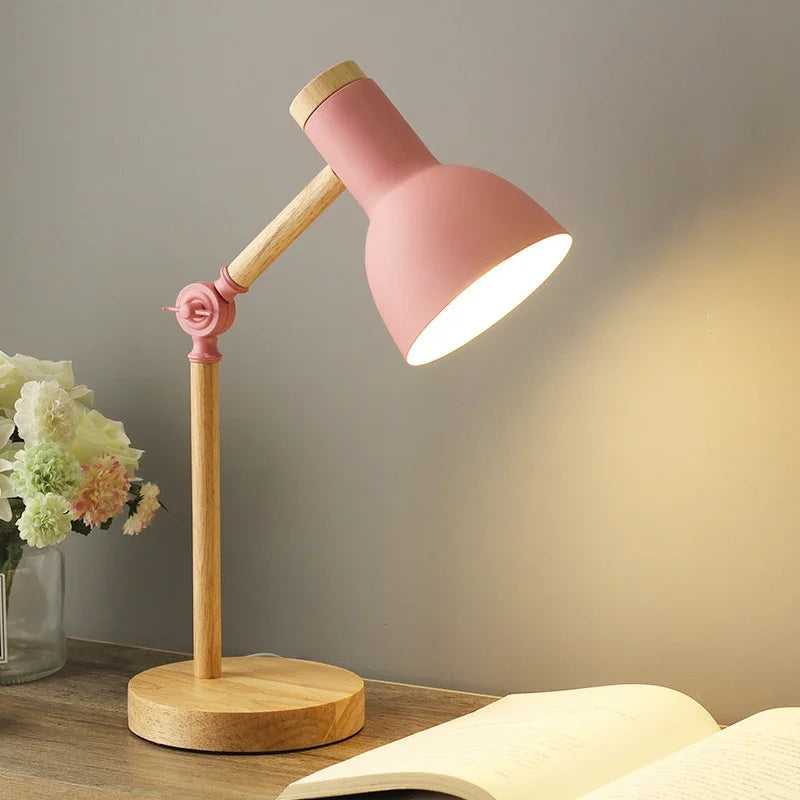 Stained Wood Desk Lamp