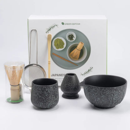 Traditional Japanese Matcha Tea Bowl Set with Whisk