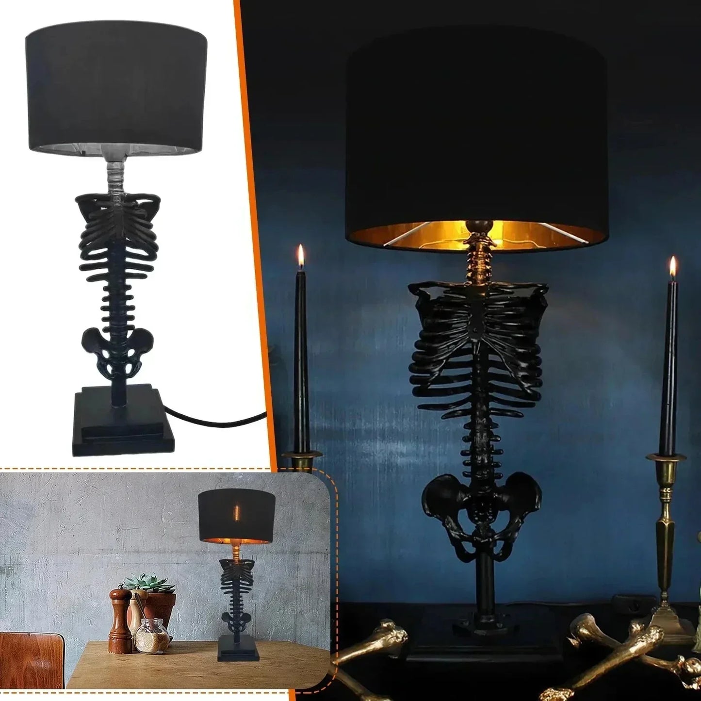 Spooky 3D Skull Table Lamp Halloween Decor Night Light