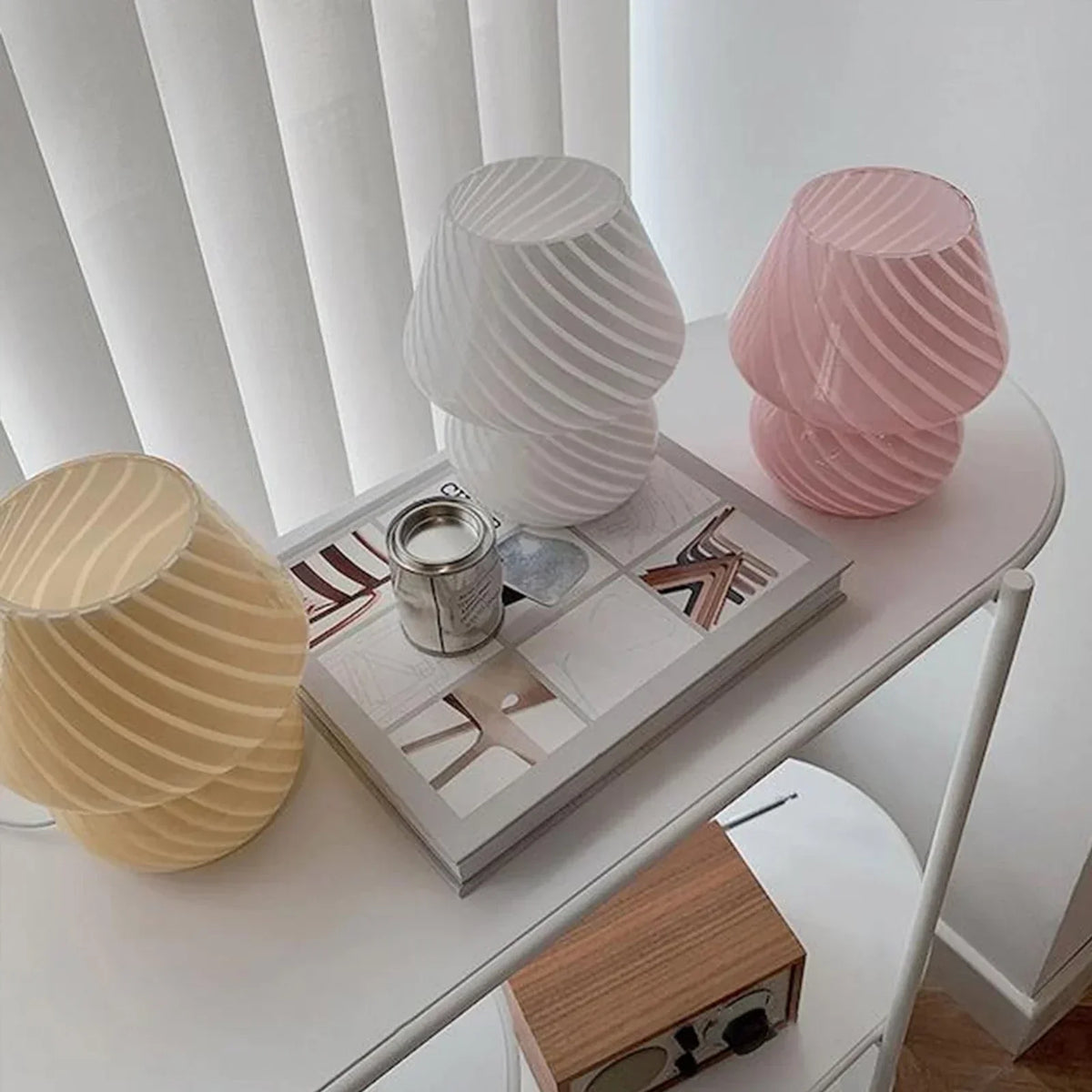 Colorful Glass Mushroom Table Lamp