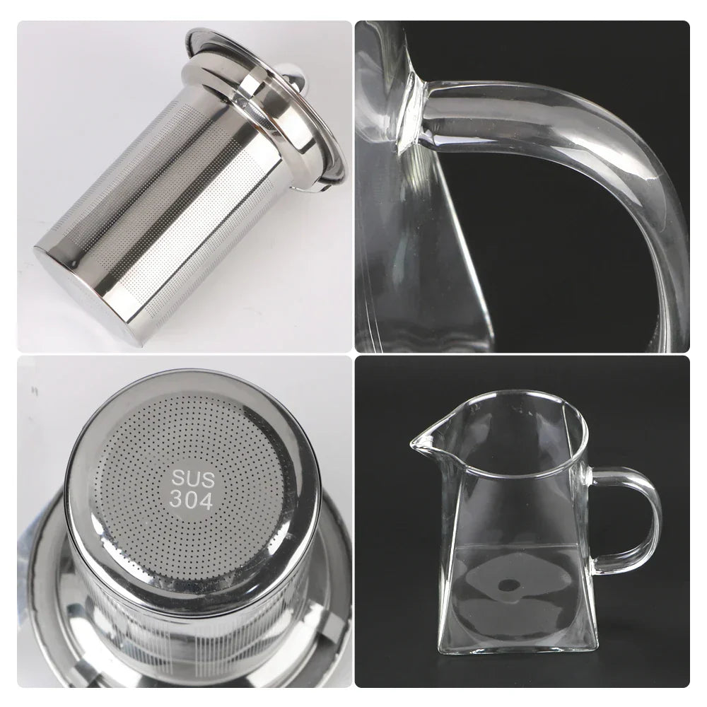 Clear Glass Teapot with Metal Infuser, 550/750/950ml