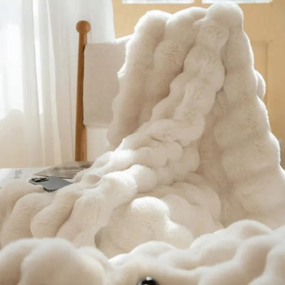 Plush Reversible Faux Fur Throw Blanket