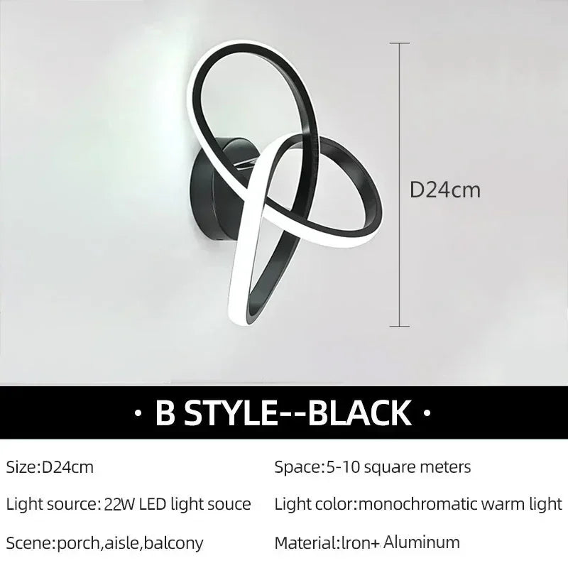 Stylish Black White LED Wall Light with Remote