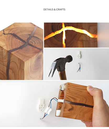 Contemporary Wooden Cube Table Lamp
