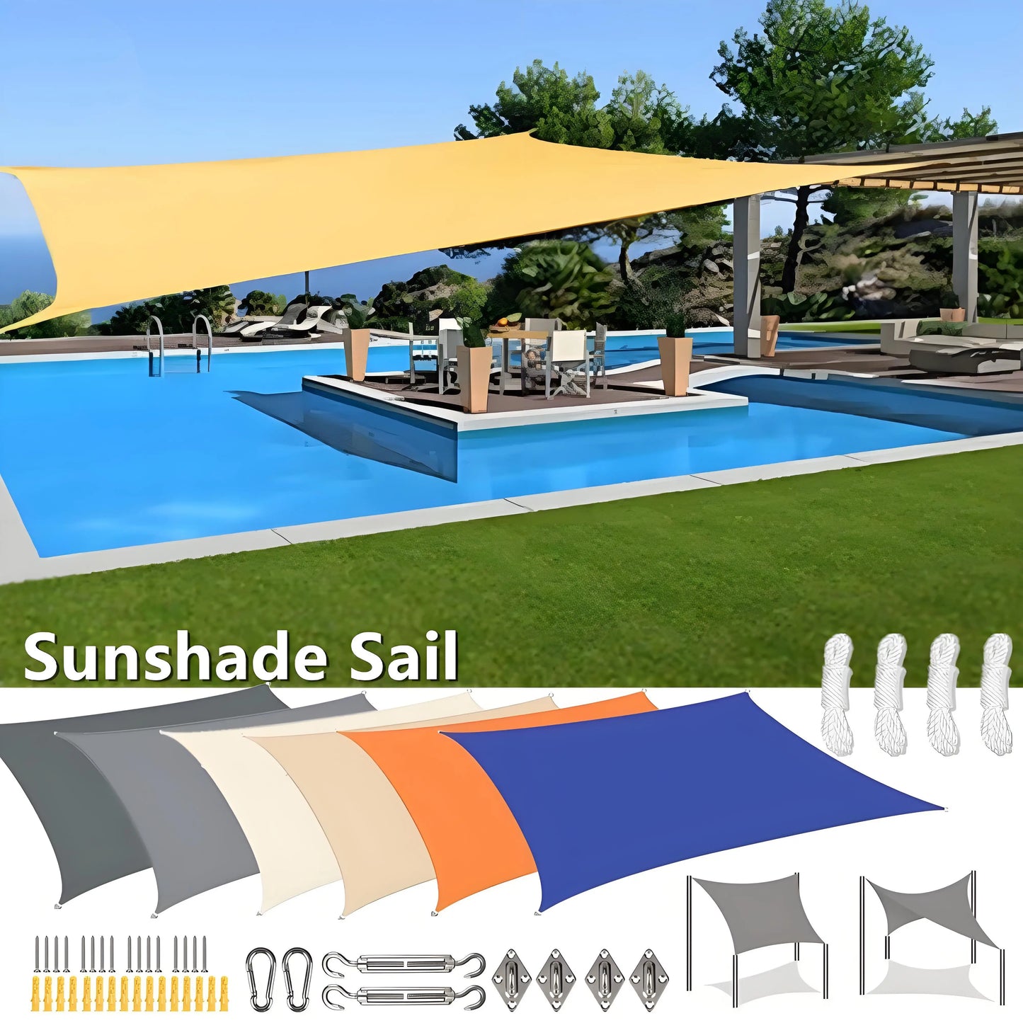 Outdoor Waterproof Sun Shade Sail with UV Resistance