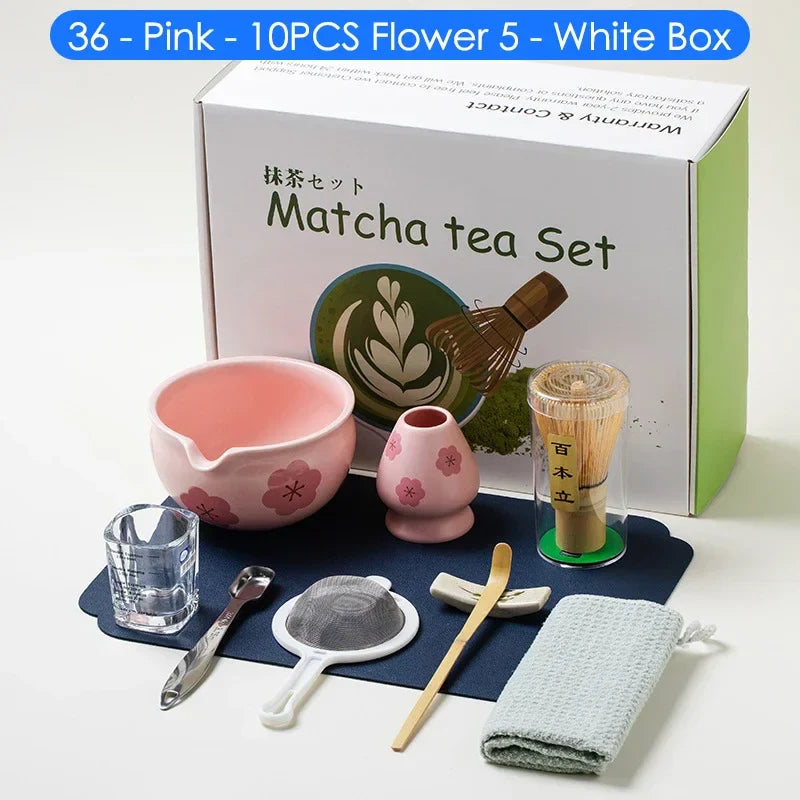 Green Tea Set 10-Piece Bamboo Ceramic Standard Size