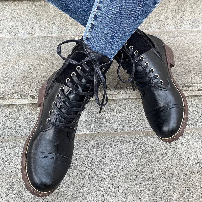Retro Chic Low Heel Ankle Boots