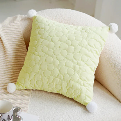 Colorful Floral Embroidered Pillow Case