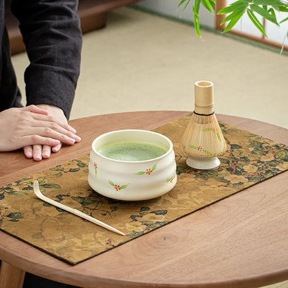 Traditional Japanese Matcha Tea Set Pink Floral Design