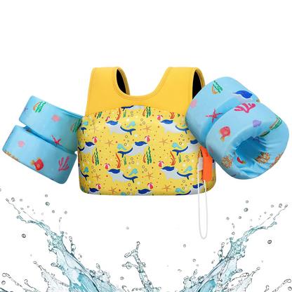 Children's Swim Vest with Arm Floats and Safety Whistle